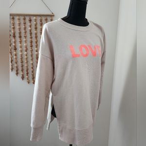 Aerie Love Crewneck Side-slit Pullover Womens Size XS Valentines Day
